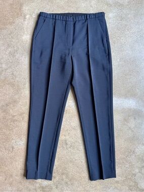 T Tahari Navy Pindot Slim Tailored Dress Pants